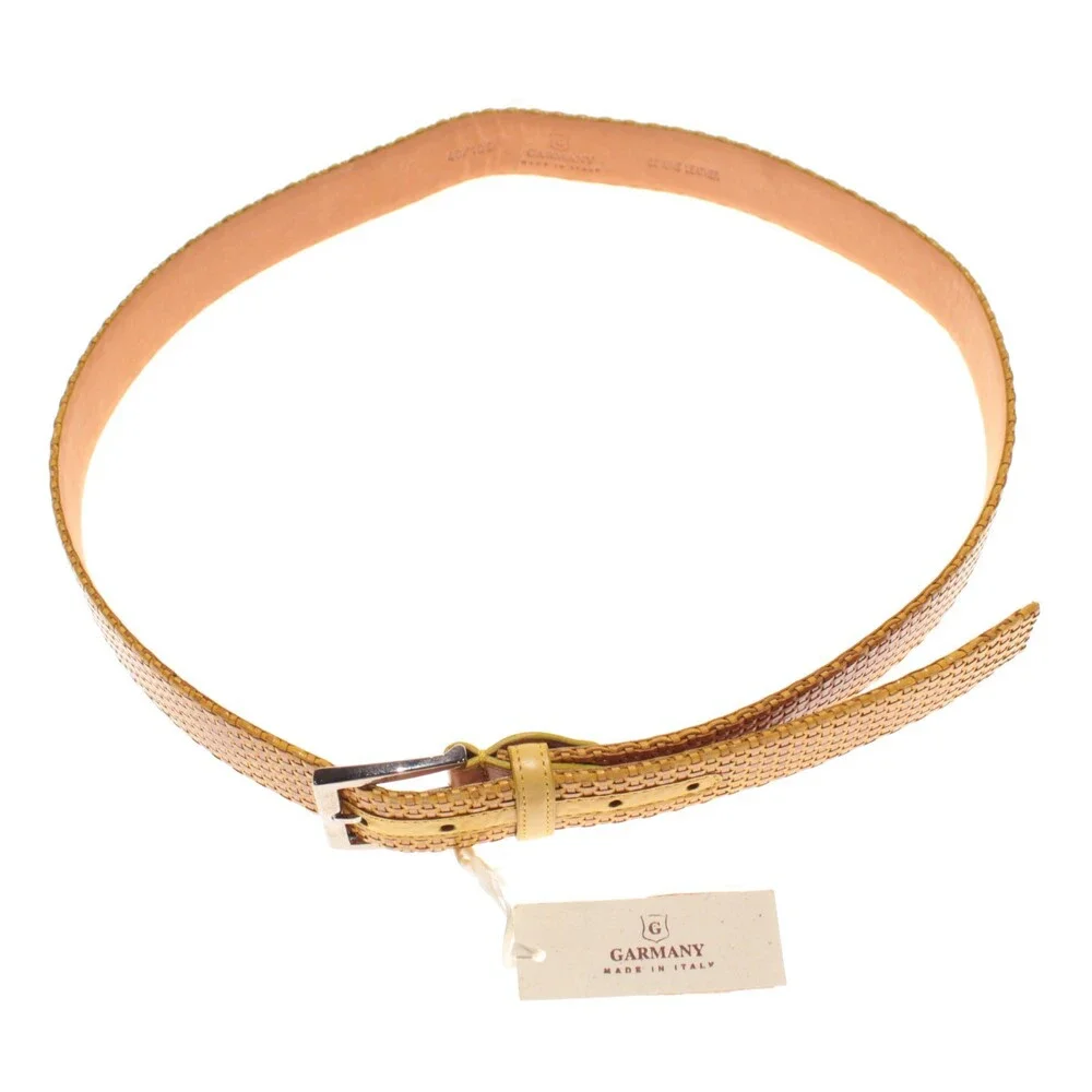 Garmany NWT Woven Belt Size 105 (US 40) in Yellow Leather Made in Italy